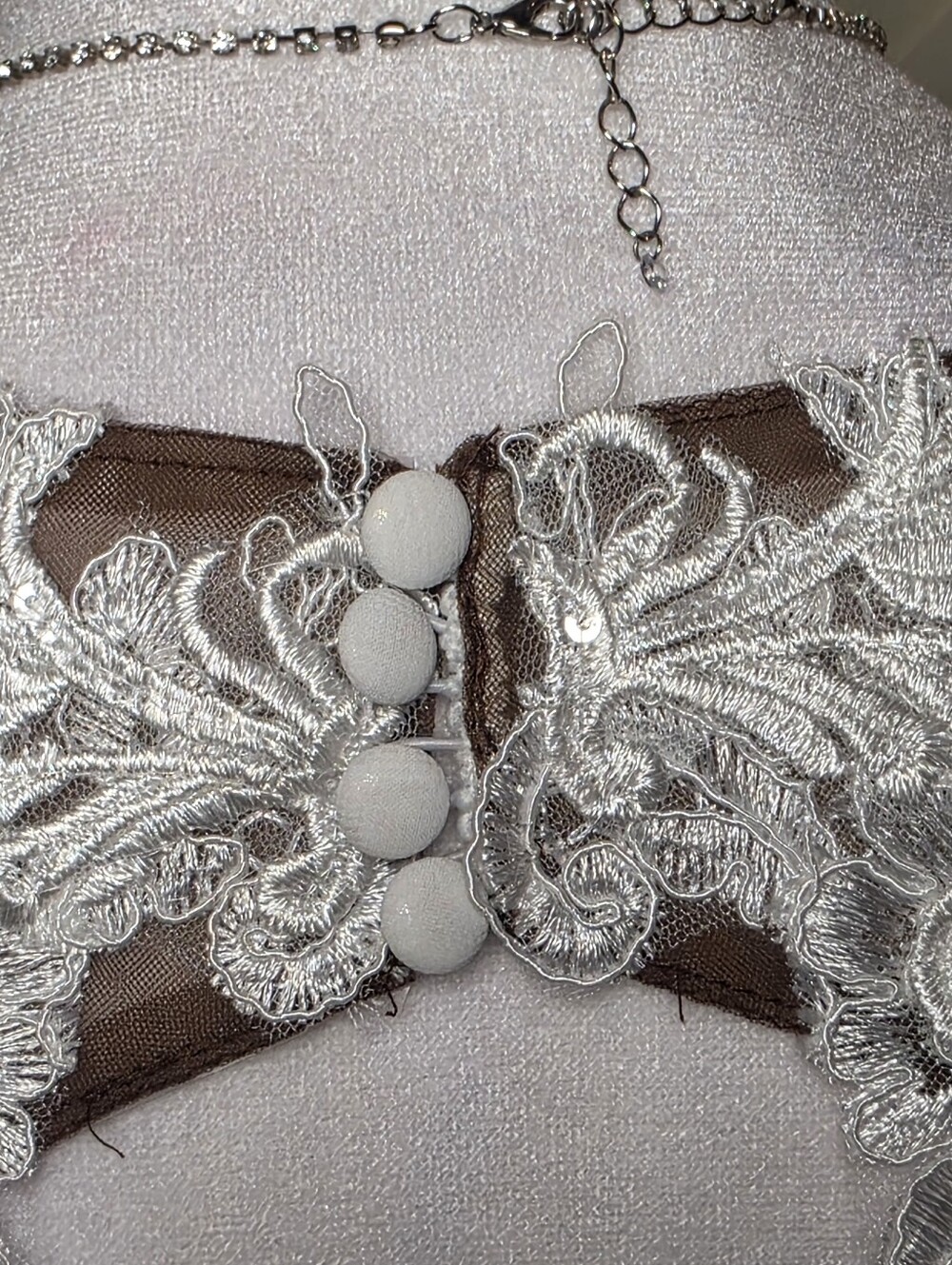 Azazie White Lace Appliqué A-Line Wedding Gown - Picture 6 of 14